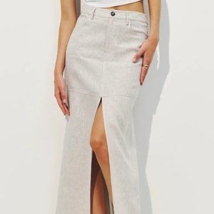 REFORMATION Tazz Maxi Linen Skirt in Oatmeal Size 2 - perfect for XS/S NWT!